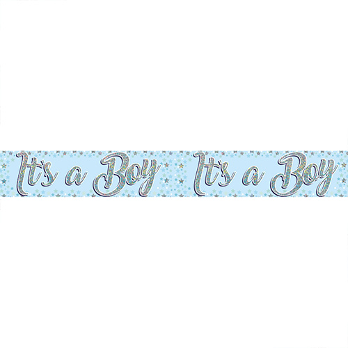 Baby Boy Pastel Blue Holographic Foil Banner 260cm Product Gallery Image
