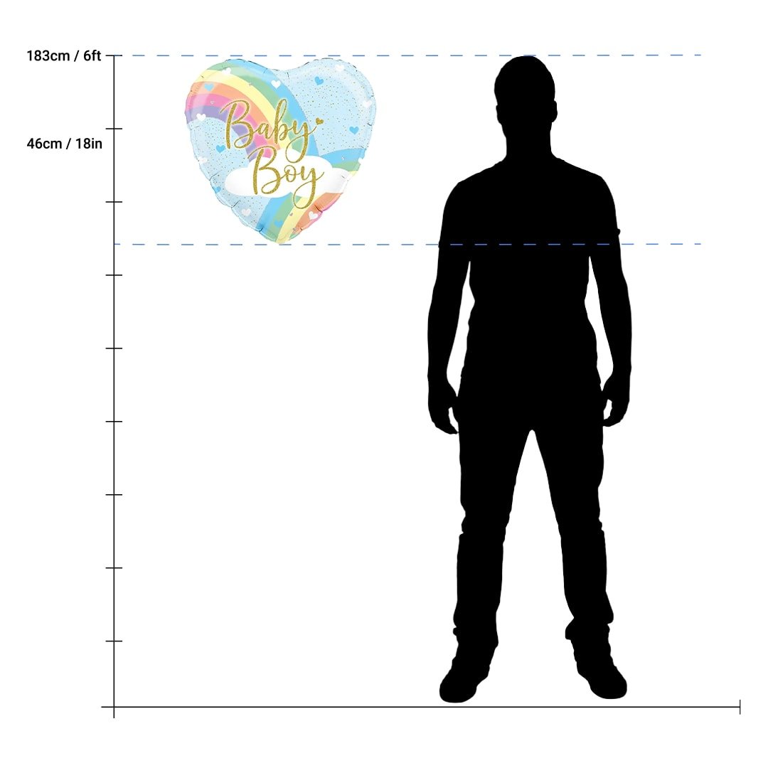 Baby Boy Pastel Rainbow Heart Shape Holographic Foil Helium Balloon 46cm / 18 in Product Gallery Image
