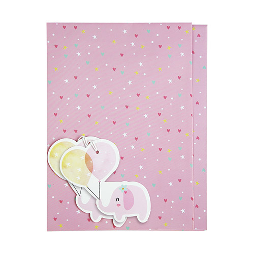 Baby Girl Pink Hearts Elephant Gift Wrapping Paper Sheets with Tags - Pack of 2 Product Gallery Image