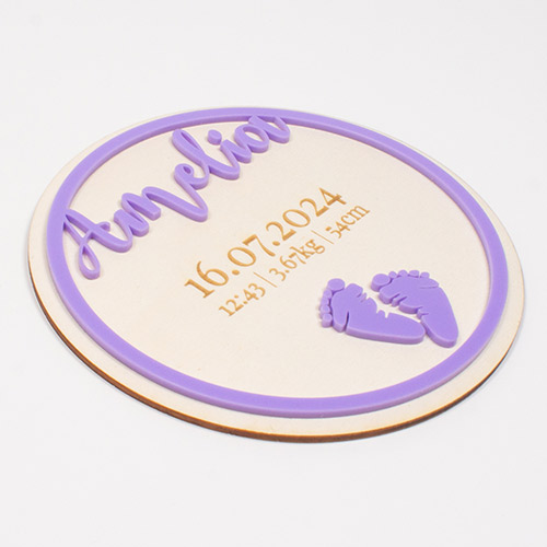 Baby Name Keepsake Plaque Round Decoration Sign 22cm Product Gallery Image