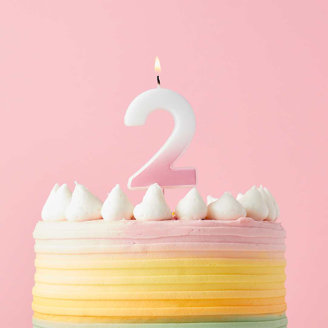 Baby Pink Ombre Number 2 Shaped Wax Pick Candle 6.2cm Product Gallery Image