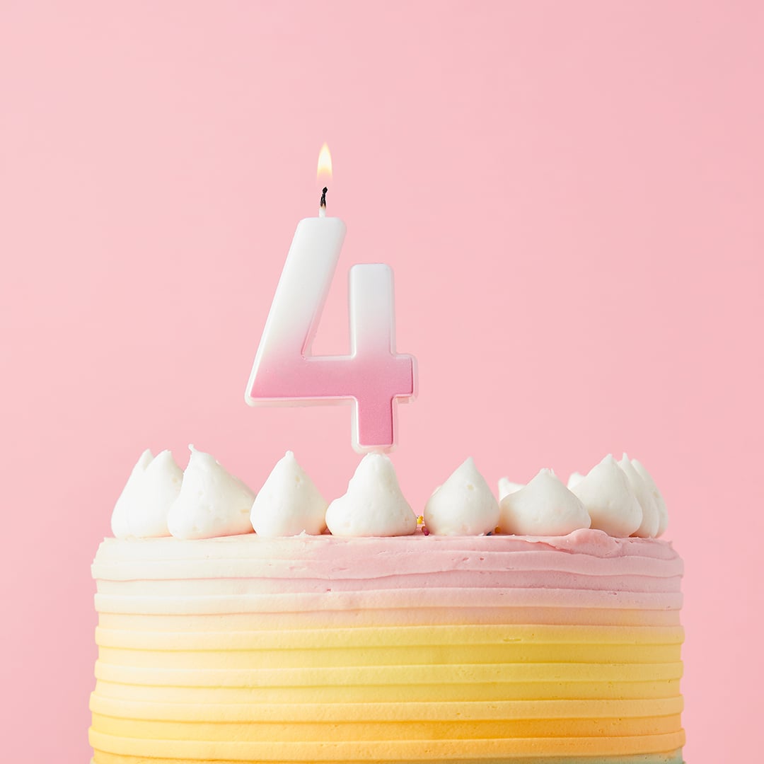 Baby Pink Ombre Number 4 Shaped Wax Pick Candle 6.2cm Product Gallery Image