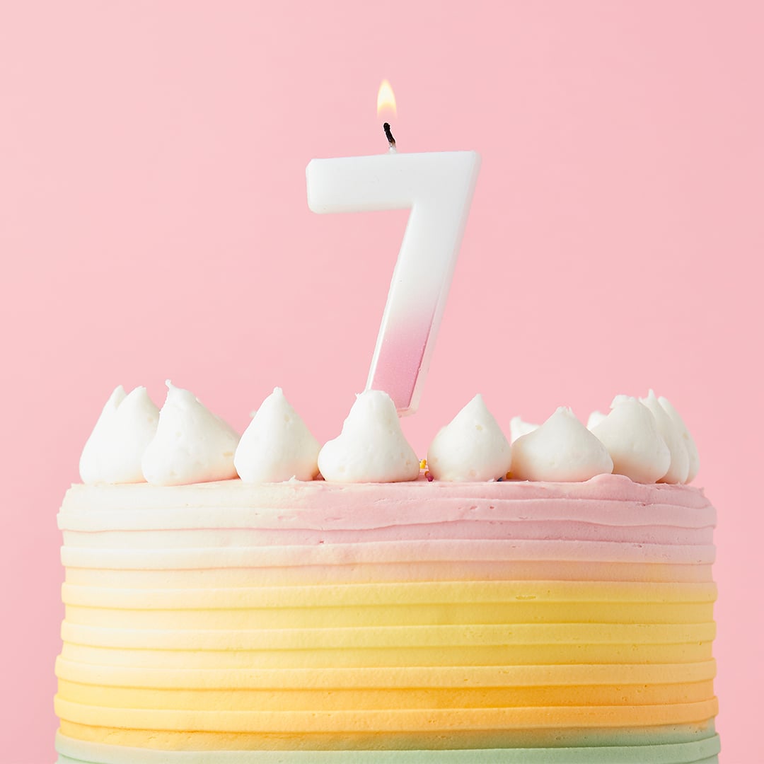 Baby Pink Ombre Number 7 Shaped Wax Pick Candle 6.2cm View 2