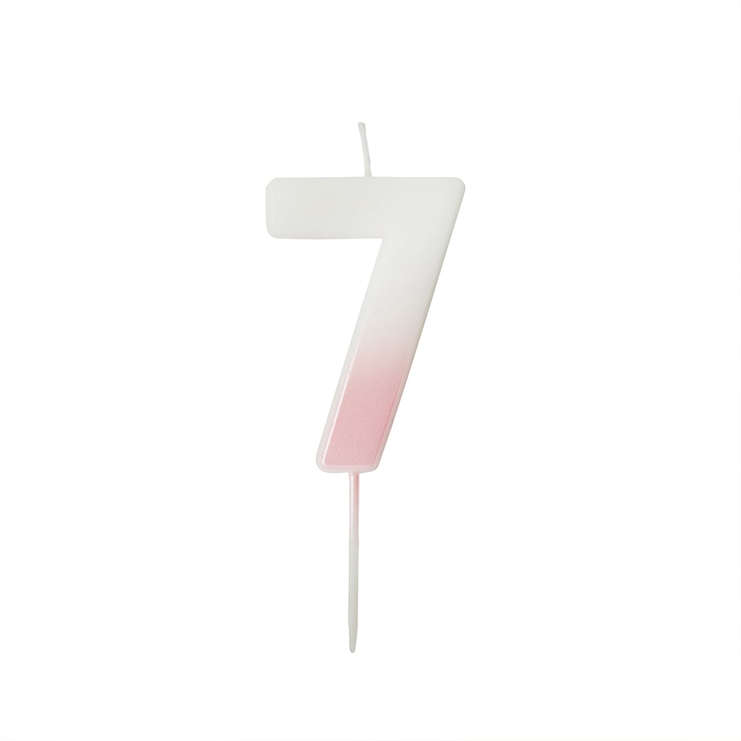 Baby Pink Ombre Number 7 Shaped Wax Pick Candle 6.2cm