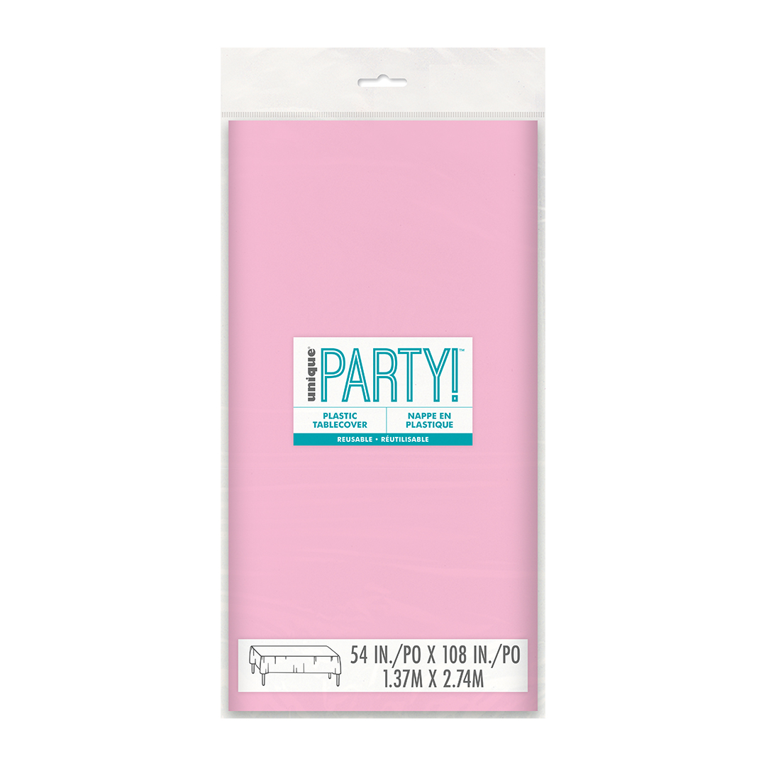 Baby Pink Rectangular Plastic Tablecover 274cm x 137cm View 3