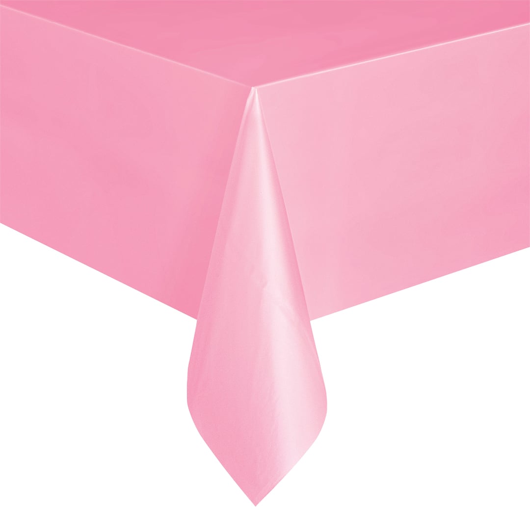 Baby Pink Rectangular Plastic Tablecover 274cm x 137cm View 2