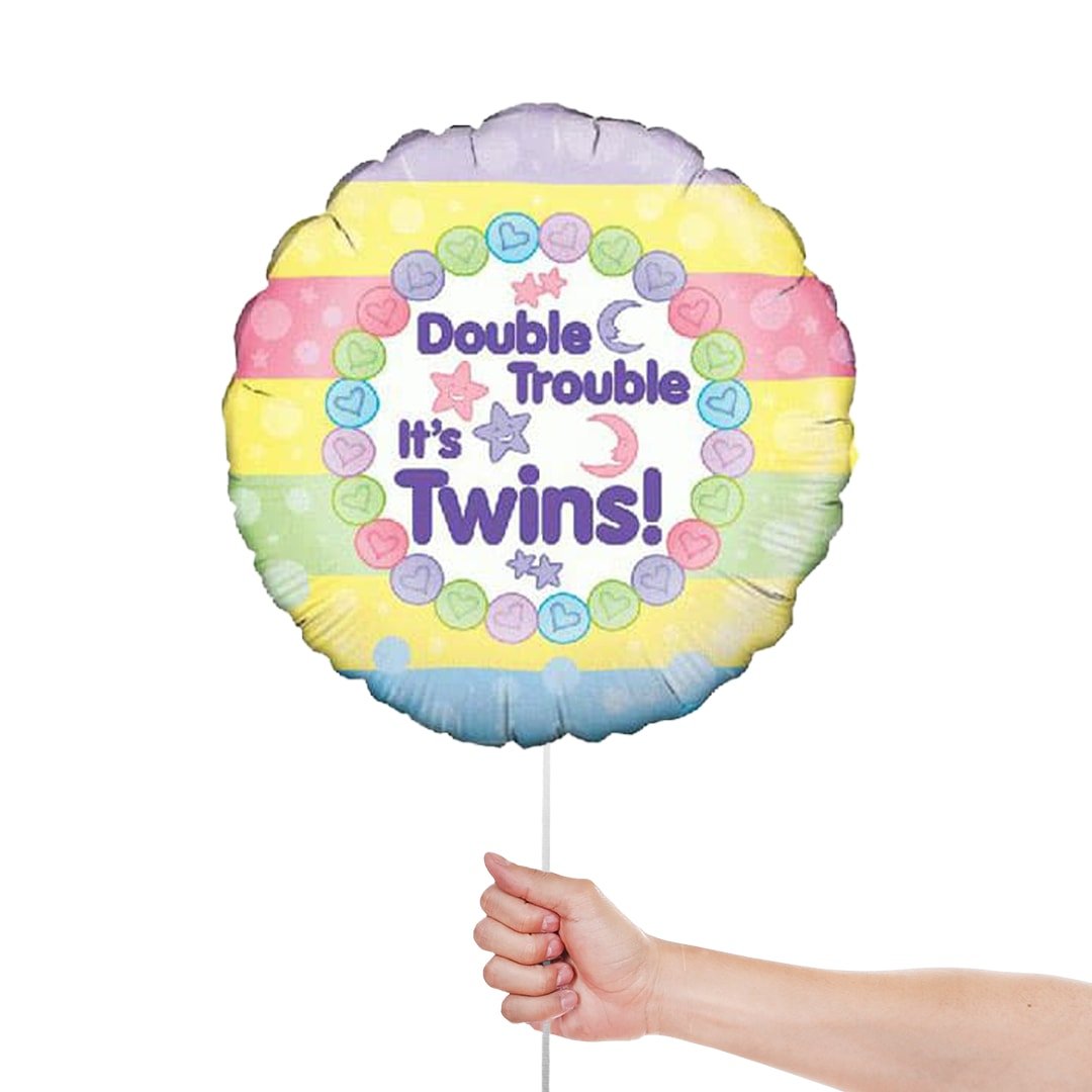 Baby Shower Double Trouble Round Foil Helium Balloon 46cm / 18 in Product Gallery Image