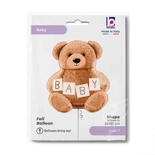 Baby Teddy Bear Helium Foil Shaped Balloon 61cm / 24 in Product Gallery Image