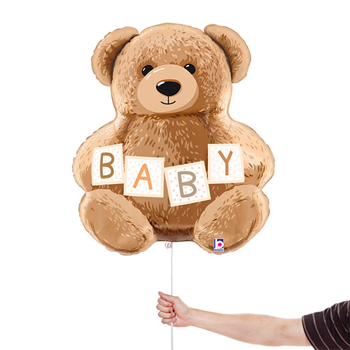 Baby Teddy Bear Helium Foil Shaped Balloon 61cm / 24 in Product Gallery Image