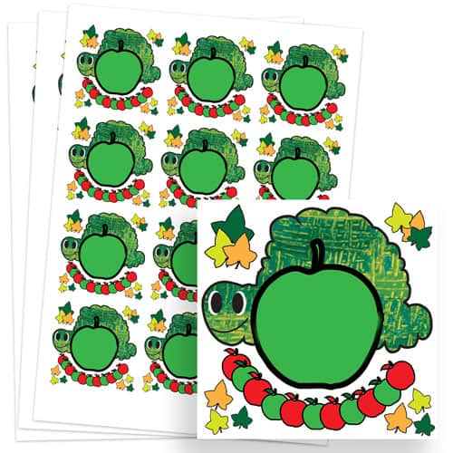 Caterpillar Design 65mm Square Sticker sheet of 12 Product Gallery Image