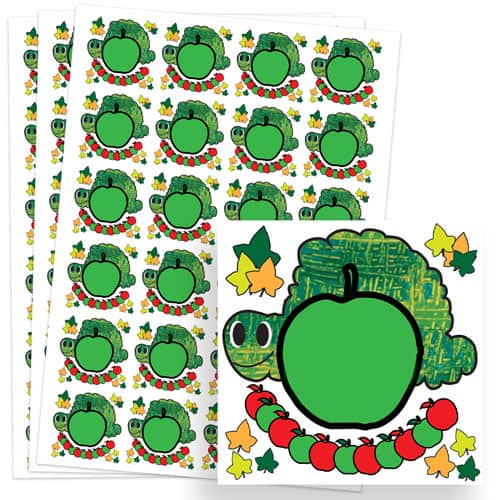 Caterpillar Design 40mm Square Sticker sheet of 24 Product Gallery Image