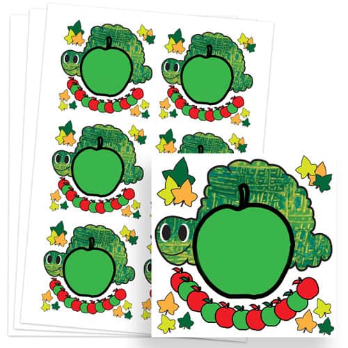 Caterpillar Design 80mm Square Sticker sheet of 6 Product Image