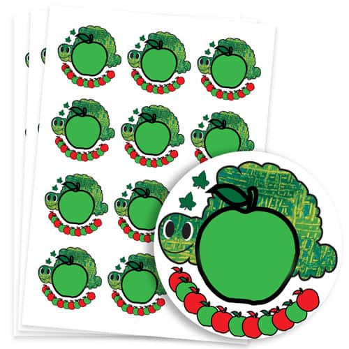 Caterpillar Design 60mm Round Sticker sheet of 12
