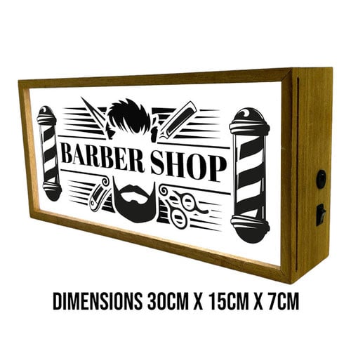 Barber Shop LED Light Box Wood Room Sign Product Gallery Image