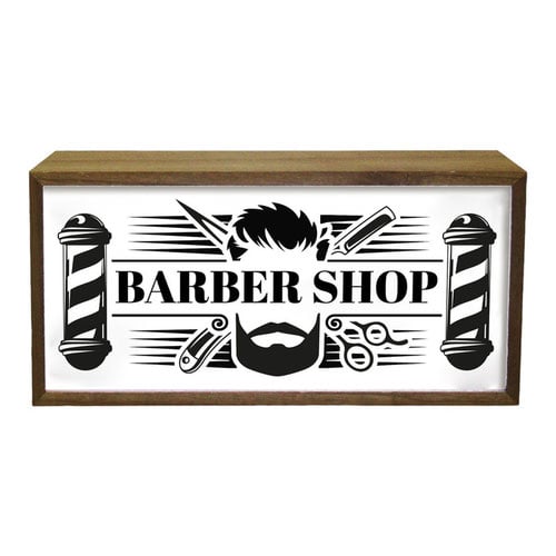 Barber Shop LED Light Box Wood Room Sign Product Gallery Image