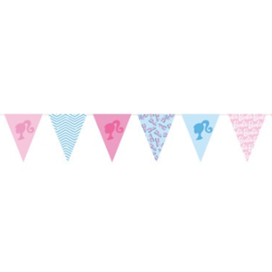 Barbie Blue & Pink Paper Pennant Bunting Banner 3.65m View 2