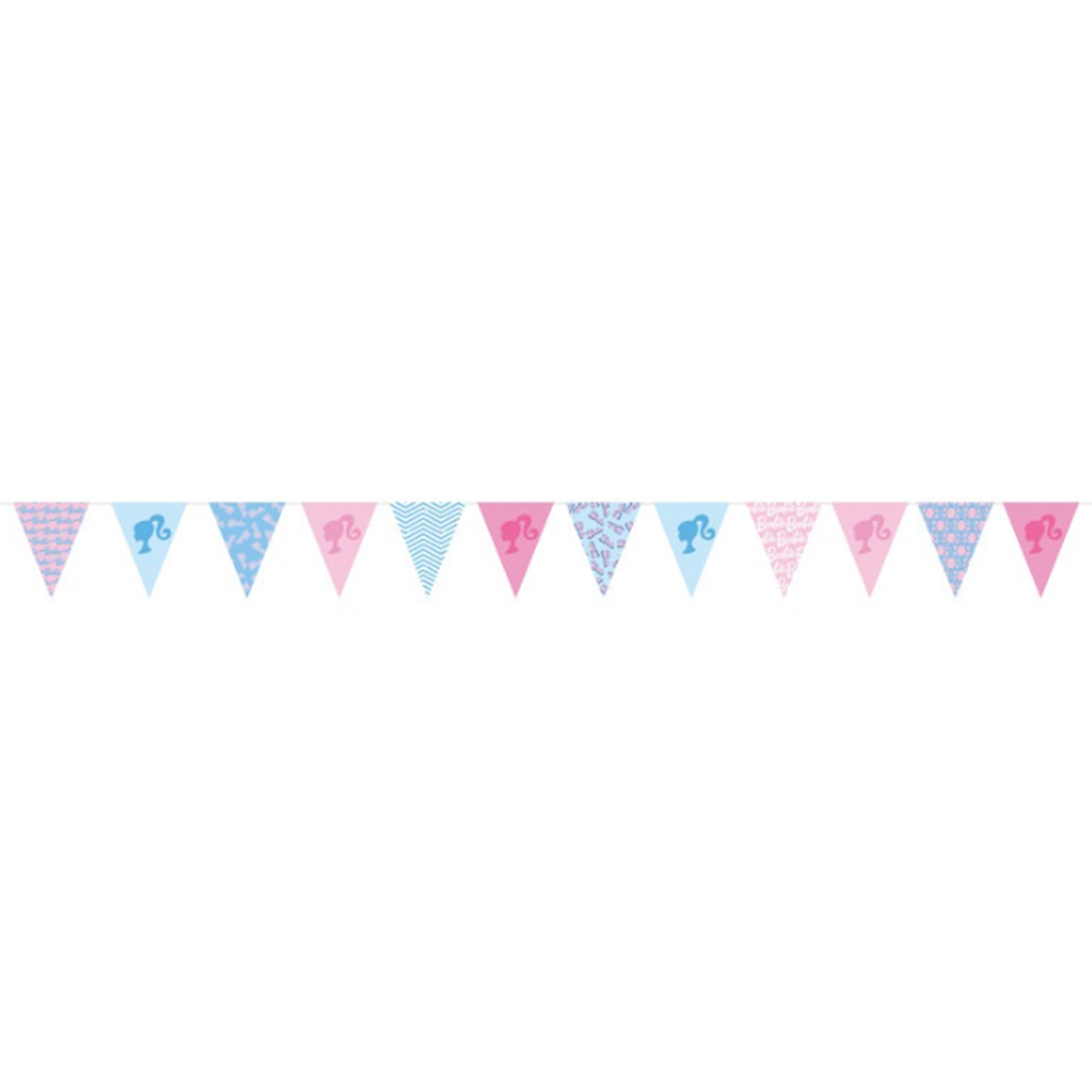 Barbie Blue & Pink Paper Pennant Bunting Banner 3.65m