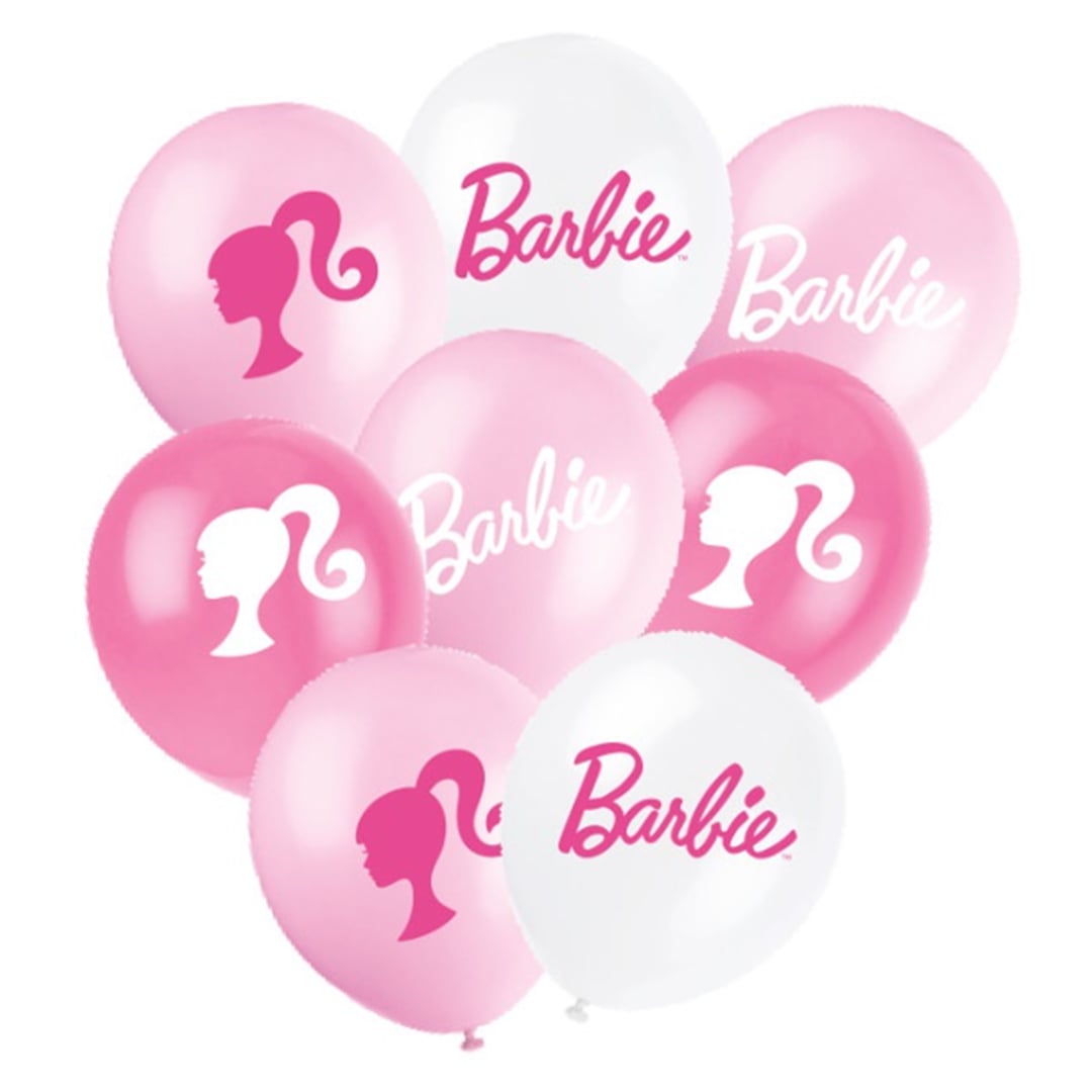 Barbie Pink & White Latex Balloons 30cm / 12 in - Pack of 6