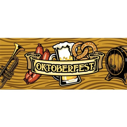 Barrel & Trumpet Oktoberfest Large PVC Banner Decoration 3m x 1.2m Product Image