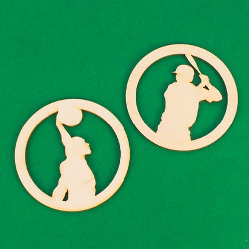 Baseball Silhouette Wooden Coaster Product Gallery Image