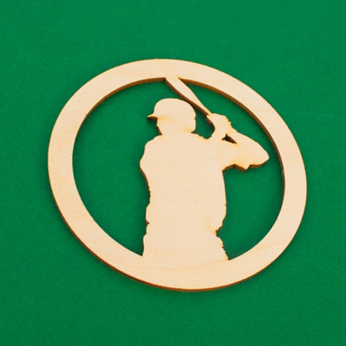 Baseball Silhouette Wooden Coaster Product Gallery Image