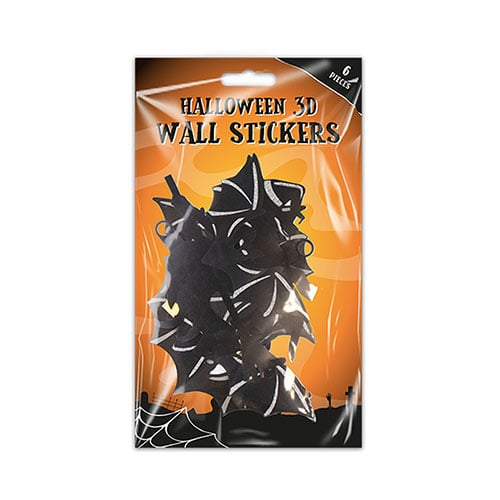 Bats and Witch 3D Halloween Wall Stickers - Pack of 6 Product Gallery Image