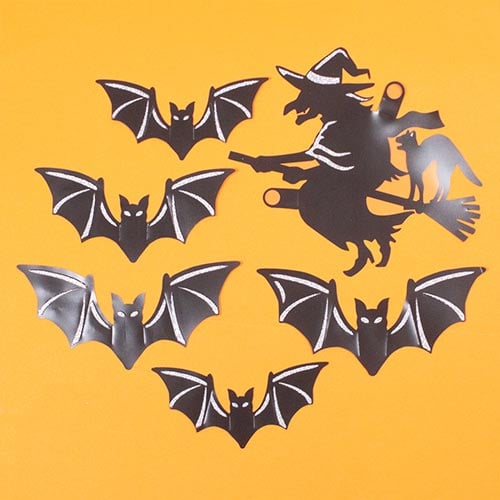 Bats and Witch 3D Halloween Wall Stickers - Pack of 6 Product Gallery Image
