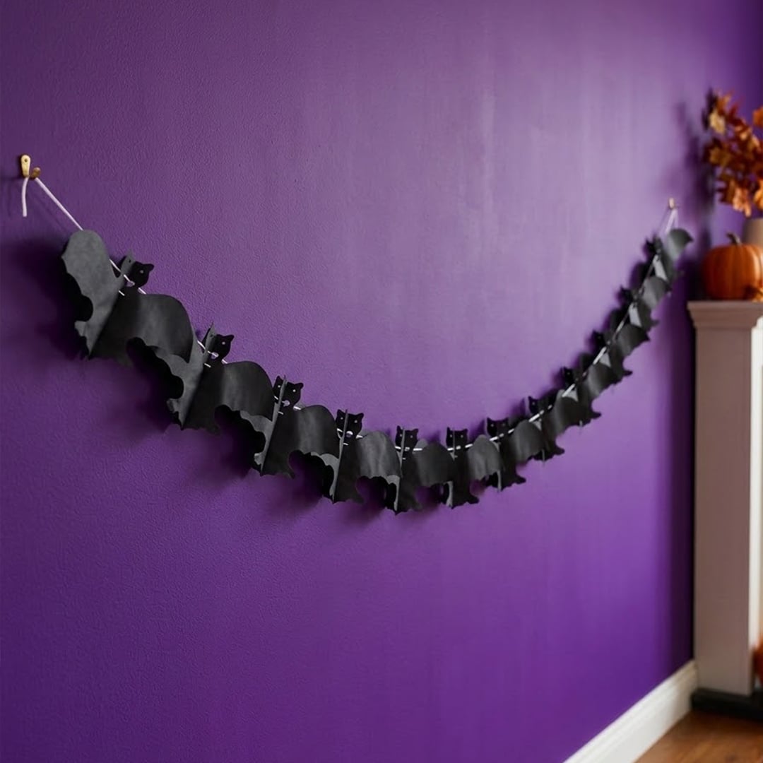 Bats Black Paper Garland Halloween Hanging Decoration 3m View 2