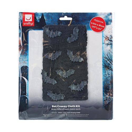 Bats on Creepy Black Cloth Halloween Decoration Kit Product Gallery Image