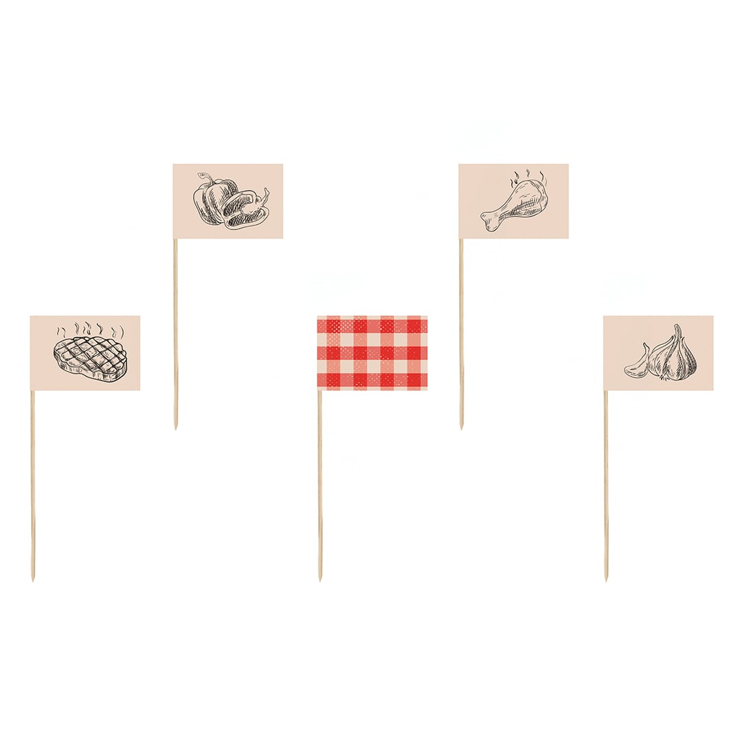 BBQ Themed Food Picks 15cm - Pack of 12