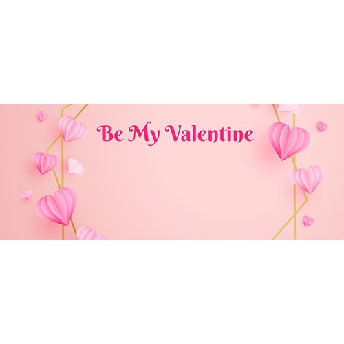 Be My Valentine Pink Design Medium Personalised Banner – 6ft x 2.25ft