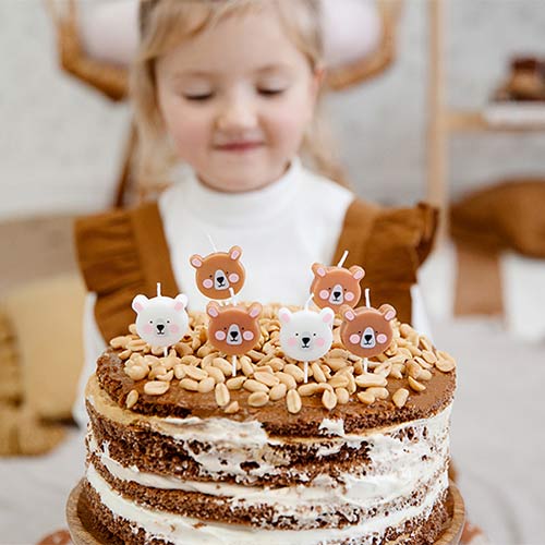 Bear Birthday Pick Candles - Pack of 6 Product Gallery Image
