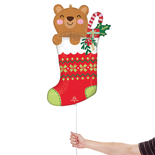 Beary Christmas Stocking Giant Helium Foil Balloon 81cm / 32 in Product Gallery Image
