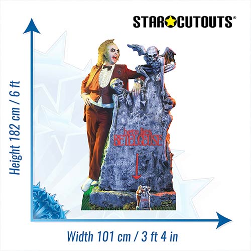 Beetlejuice with Tombstone Michael Keaton Lifesize Cardboard Cutout 182cm Product Gallery Image