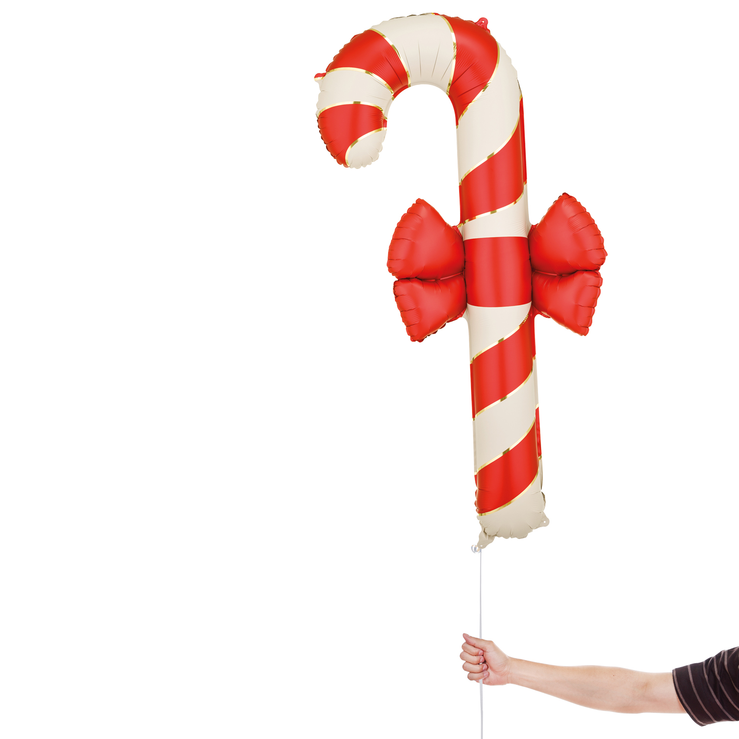 Beige & Red Candy Cane with Bow Christmas Giant Foil Balloon 132cm / 52 in View 2