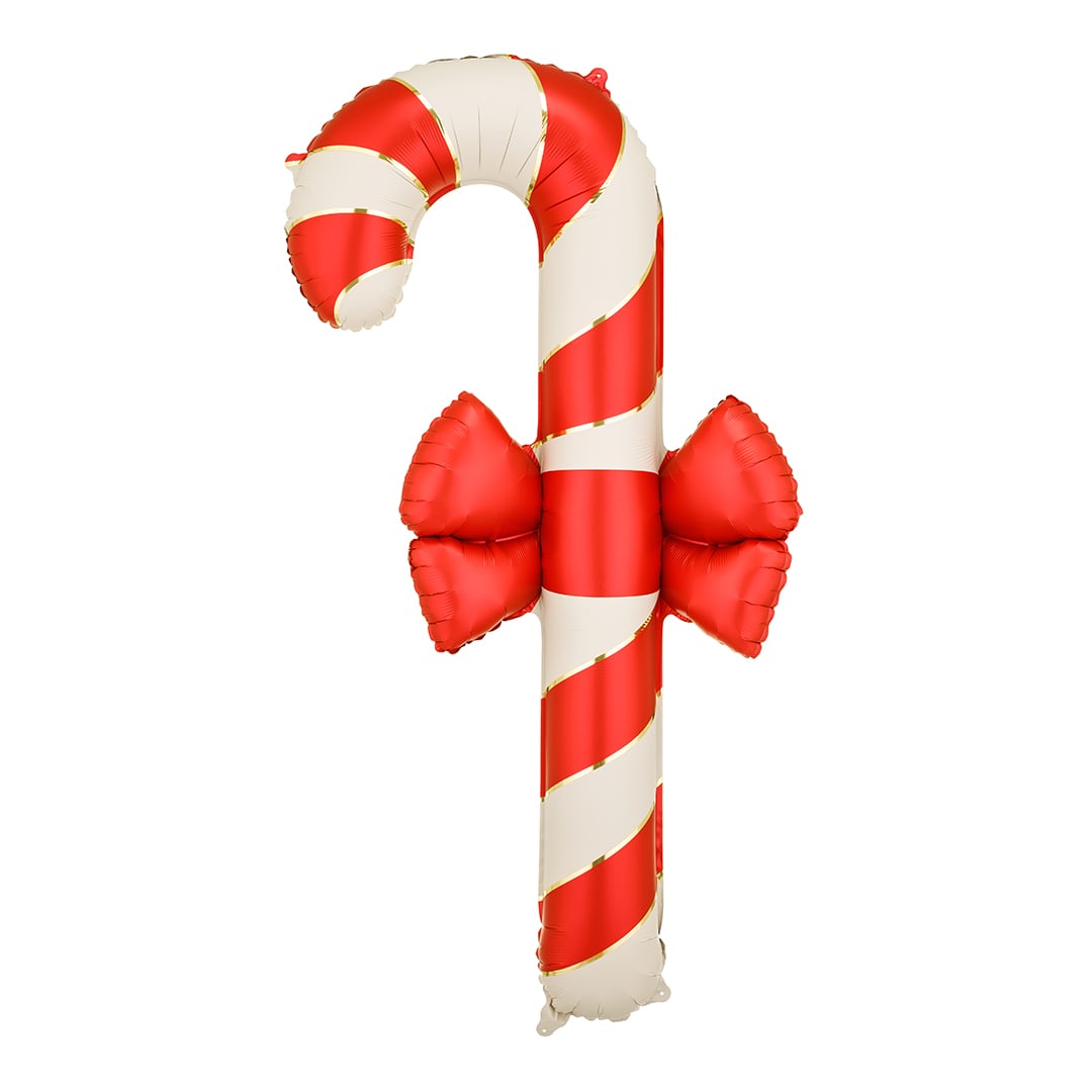 Beige & Red Candy Cane with Bow Christmas Giant Foil Balloon 132cm / 52 in