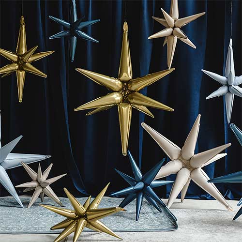 Beige 3D Star Air Fill Giant Foil Balloon 79cm / 31 in Product Gallery Image
