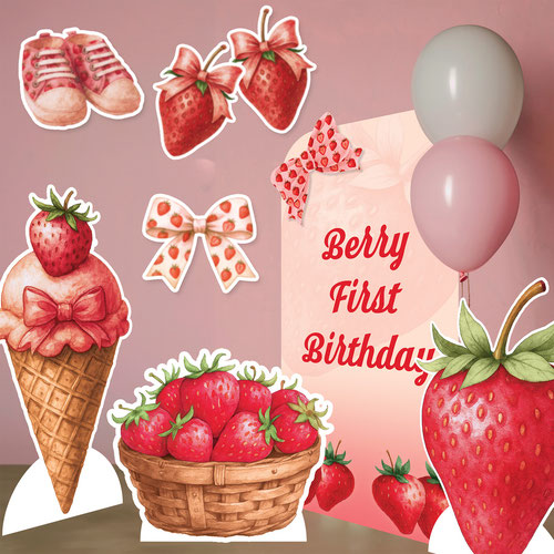 Berry Birthday Ice Cream Multi-Functional Star Mini Cardboard Cutouts Decorative Pack Product Gallery Image