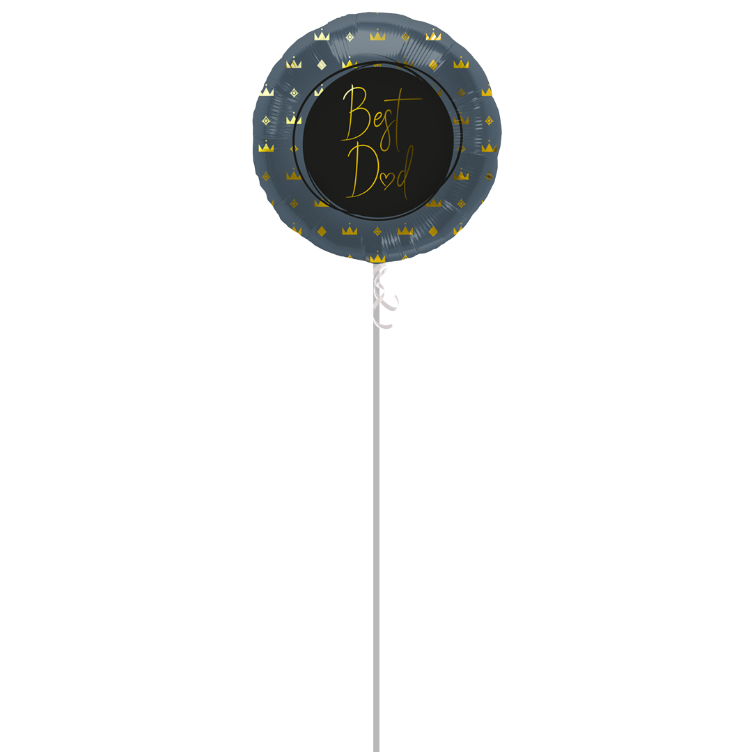 Best Dad Blue & Gold Father's Day Round Foil Balloon - Balloon In A Box Product Gallery Image