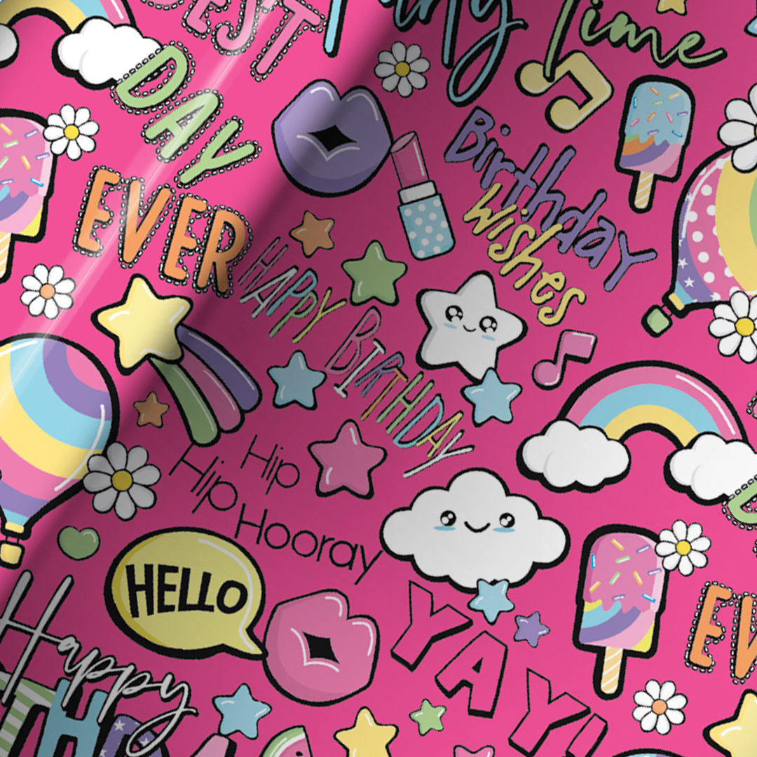 Best Day Ever Birthday Hot Pink Gift Wrapping Paper Roll 3m Product Gallery Image