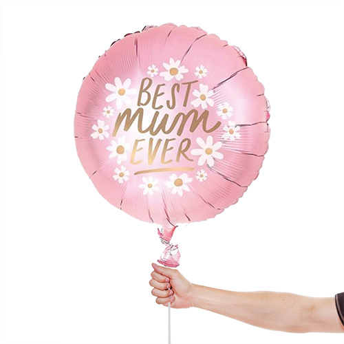 Best Mum Ever Daisy Pink Helium Foil Shaped Balloon 51cm / 20 in Product Gallery Image