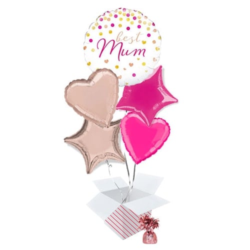 Best Mum Holographic Balloon Bouquet - 5 Inflated Balloons In A Box Product Image