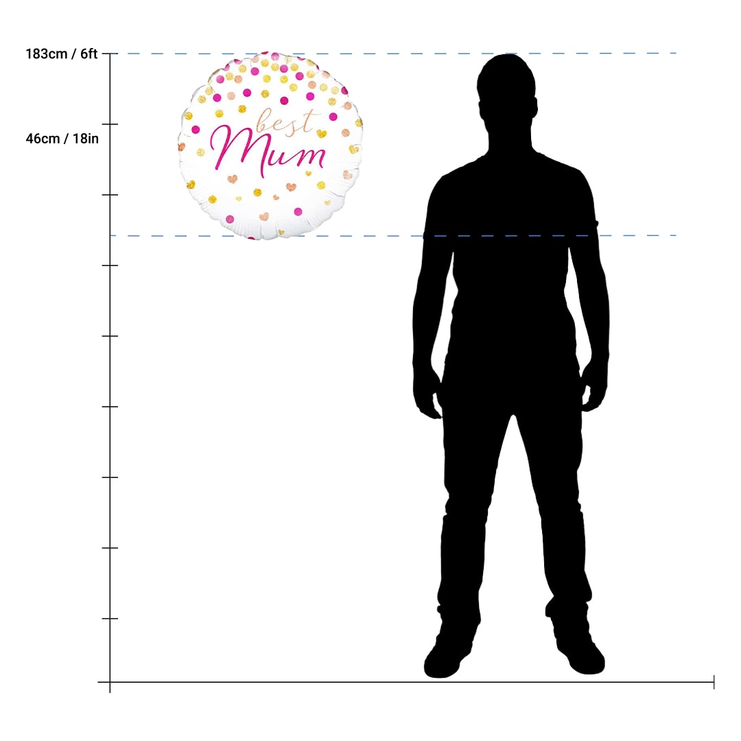 Best Mum Holographic Round Helium Foil Balloon 46cm / 18 in Product Gallery Image