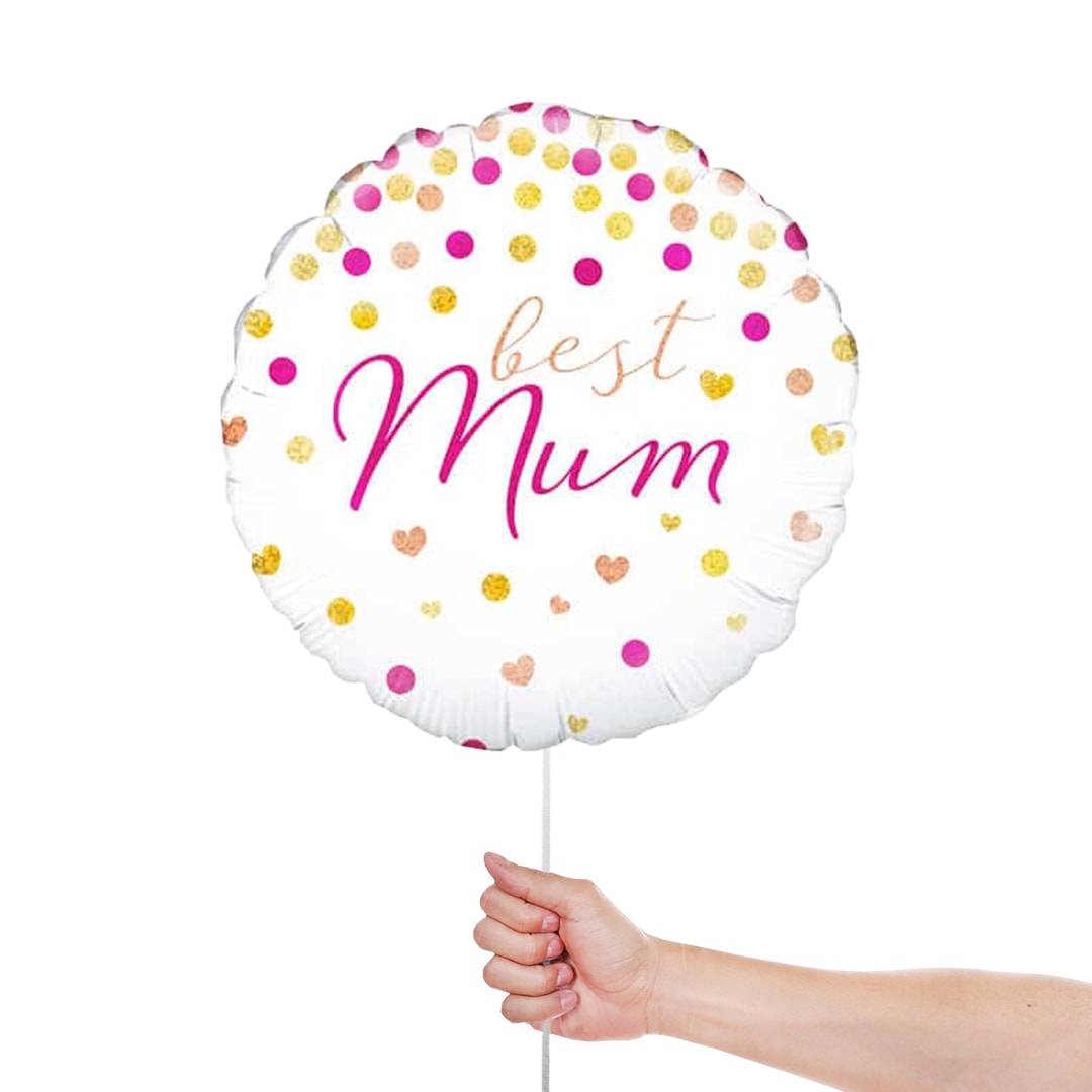 Best Mum Holographic Round Helium Foil Balloon 46cm / 18 in Product Gallery Image