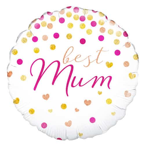 Best Mum Holographic Round Helium Foil Balloon 46cm / 18 in Product Image