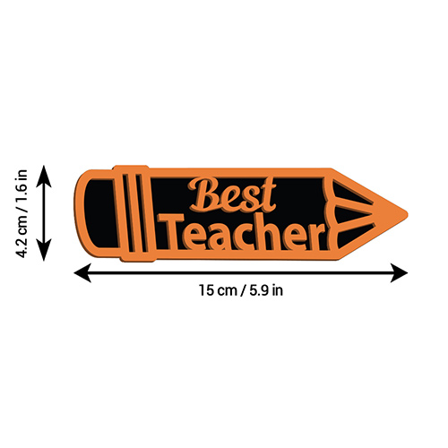Best Teacher Pencil Shaped Double Layer Plaque Sign 15cm Product Gallery Image
