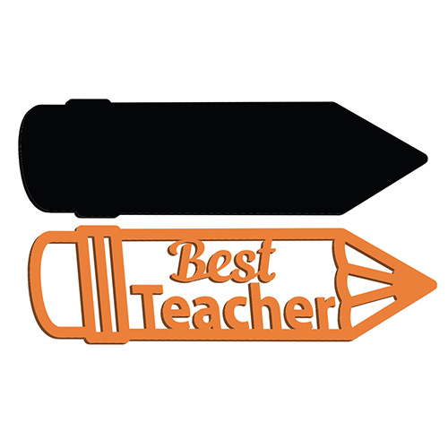 Best Teacher Pencil Shaped Double Layer Plaque Sign 15cm Product Gallery Image