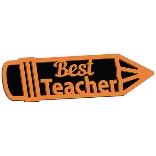 Best Teacher Pencil Shaped Double Layer Plaque Sign 15cm Product Gallery Image