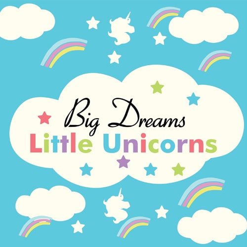 Big Dreams Little Unicorns PVC Party Sign Decoration 20cm x 20cm Product Image