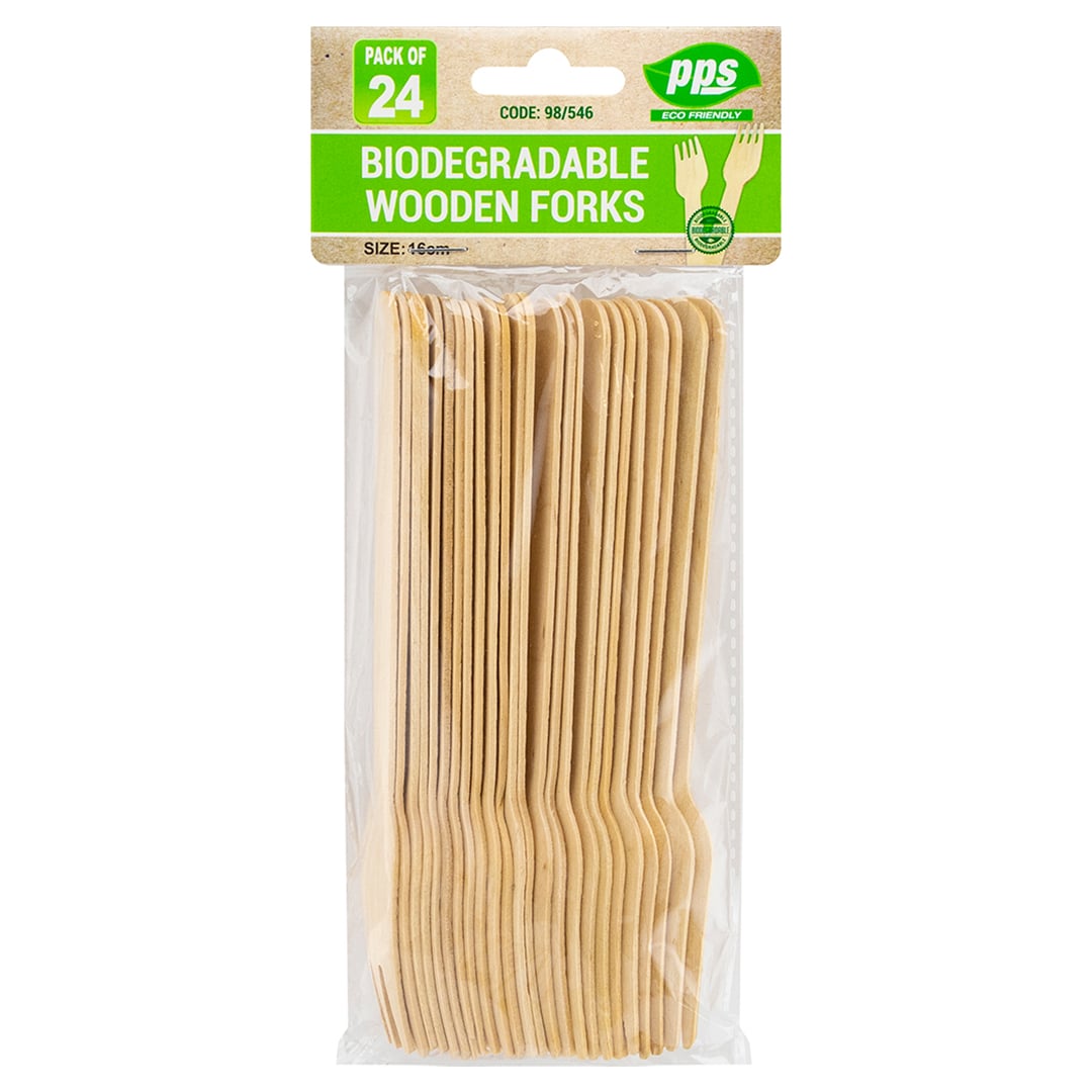 Biodegradable Wooden Forks 16cm - Pack of 24